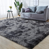 GKLUCKIN Shag Ultra Soft Area Rug, Non-Skid Fluffy 4'X6' Tie-Dyed Grey&Blue Plush Indoor Fuzzy Faux Fur Rugs for Living Room Bedroom Nursery Decor Furry Carpet Kids Playroom