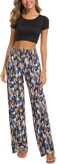 Urban CoCo Women's Boho Palazzo Pants Wide Leg Lounge Pants