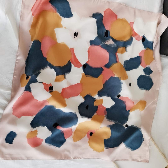 FONYVE Silk Feeling Scarf Medium Square Satin Head Scarf for Women 27.5 × 27.5 inches