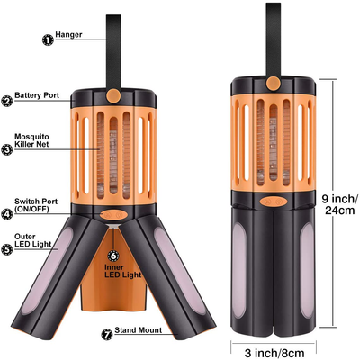 LED Camping Lantern Bug Zapper 2 in 1,Tripod Tent Light with Hook Portable Indoor Outdoor Mosquito Killer Fly Zappers Waterproof Compact UV Insect Trap Lamp