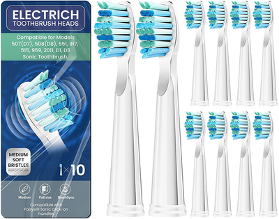 10 Pack Electric Toothbrush Replacement Heads Compatible with Fairywill Electric Toothbrush FW-507/508/515/551/917/959/2011/D1/D3/D7/D8