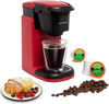 Mixpresso Single Cup Coffee Maker | Personal, Single Serve Coffee Brewer Machine, Compatible with Single-Cups | Quick Brew Technology, Programmable Features, One Touch Function (Red & Black)