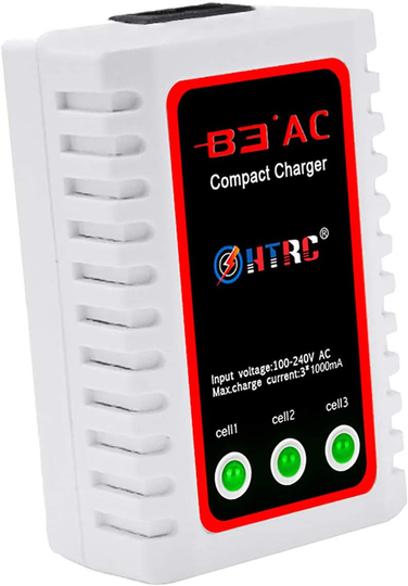 HTRC LiPo Battery Charger 2S-3S RC Balance Charger B3AC Pro Compact Charger for 7.4-11.1V LiPo Batteries(Black)
