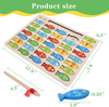 Slotic Magnetic Wooden Fishing Game Toy for Toddlers - Alphabet ABC Fish Catching Counting Learning Education Math Preschool Board Games Toys Gifts for 3 4 5 Years Old Girl Boy Kids