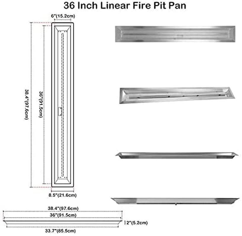 Stanbroil 36 x 6 inch Linear Drop-in Fire Pit Pan with Spark Ignition Kit Natural Gas Version, Rated for up to 65,000 BTU’s