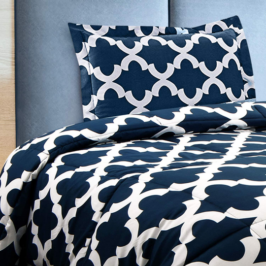 Printed Down Brushed Microfiber Bedding Comforter With Pillow Sham Set