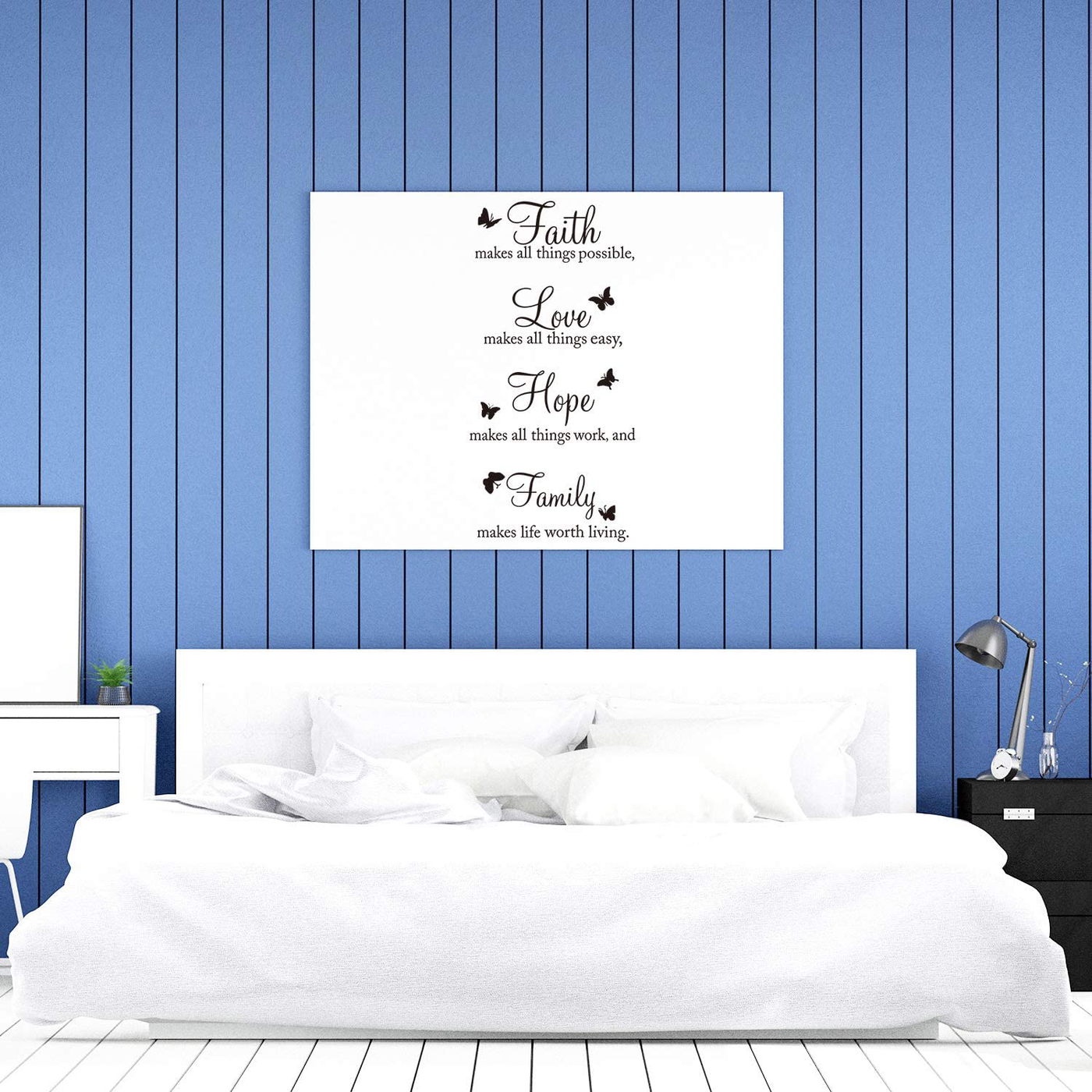 Zonon 4 Pieces Vinyl Wall Decals Faith Makes All Things Possible Live Every Moment Sticker Family Vinyl Wall Stickers Quotes Motivational Wall Quote Sayings Butterfly Wall Stickers Home Decors