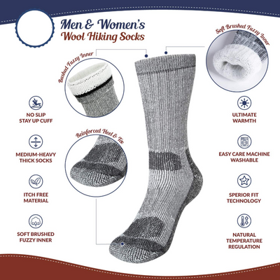 4 Pack Thermal Merino Wool Socks 