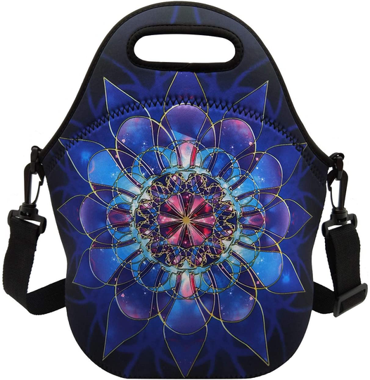 Neoprene Lunch Bags Boxes for Women Men Kids, Insulated Lunch Cooler Tote Bag Box for School Office Work Picnic Travel (Pink Flower)