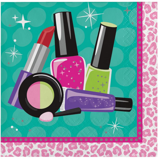 Creative Converting Disposable Sparkle Spa Party Napkin, Party Supplies, 5" x 5", Multicolor, 16ct