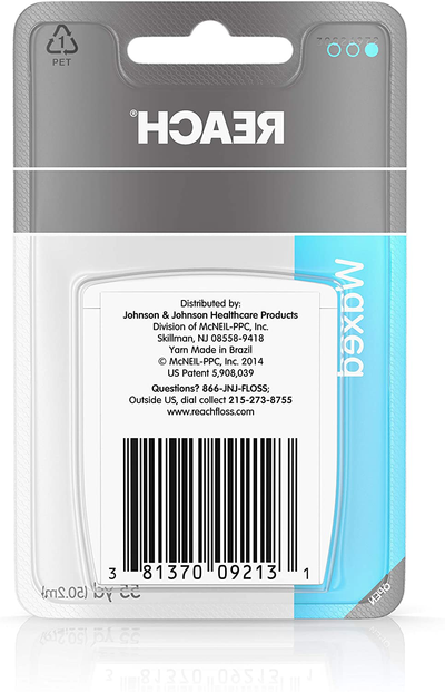 Reach Unflavored Waxed Dental Floss for Oral Care & Removal of Plaque & Food From Teeth & Gum Line, Accepted by the American Dental Association (ADA), Unflavored, 55 yds (Pack of 3)