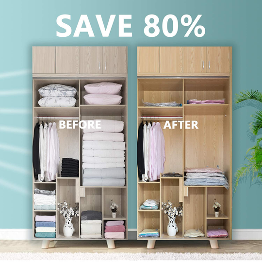 AirBaker Vacuum Storage Bags 8 pcs (3 x Jumbo, 2 x Large, 3 x Medium) for Comforters Blankets Clothes Pillows Travel Space Saver Seal Bag Hand Pump Included