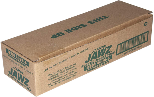 JT Eaton 409B-6 Jawz Plastic Mouse Trap for Solid Or Liquid Bait, Pack of 6