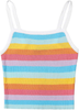 SweatyRocks Women's Sexy Strappy Crop Top Striped Print Ribbed Knit Cami Top