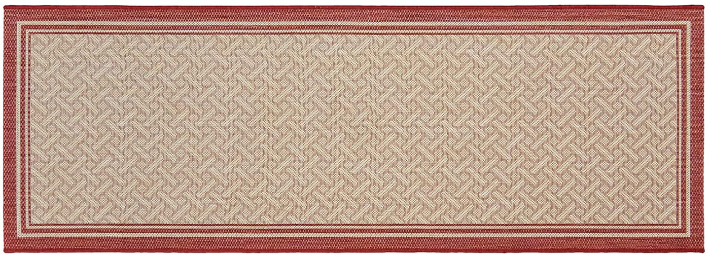 Gertmenian 22015 Outdoor Rug Freedom Collection Bordered Theme Smart Care Deck Patio Carpet 2x6 Runner, Border Red