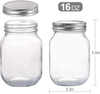 Glass Regular Mouth Mason Jars, 16 oz Clear Glass Jars with Silver Metal Lids for Sealing, Canning Jars for Food Storage, Overnight Oats, Dry Food, Snacks, Candies, DIY Projects (4PACK)