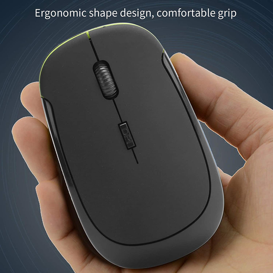 Wireless Mouse 2.4G Wreless Frequency Hopping Adjustable Optical USB Receiver Notebook Computer Accessories 1600dpi Silent Micro Motion Design Lightweight and Portable(Black)