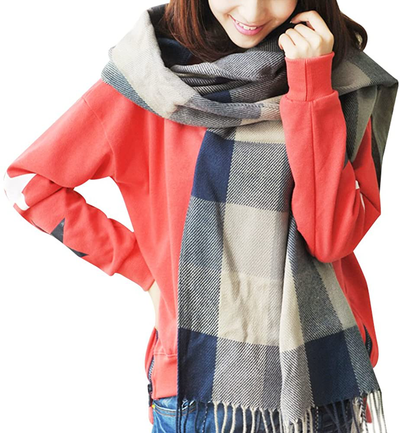 Loritta Womens Scarf Fashion Long Plaid Shawls Wraps Big Grid Winter Warm Lattice Large Scarves Gifts