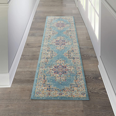 Nourison Passion Bohemian Chic Light Blue Area Rug Runner (2' x 8'), 2'2"X7'6",