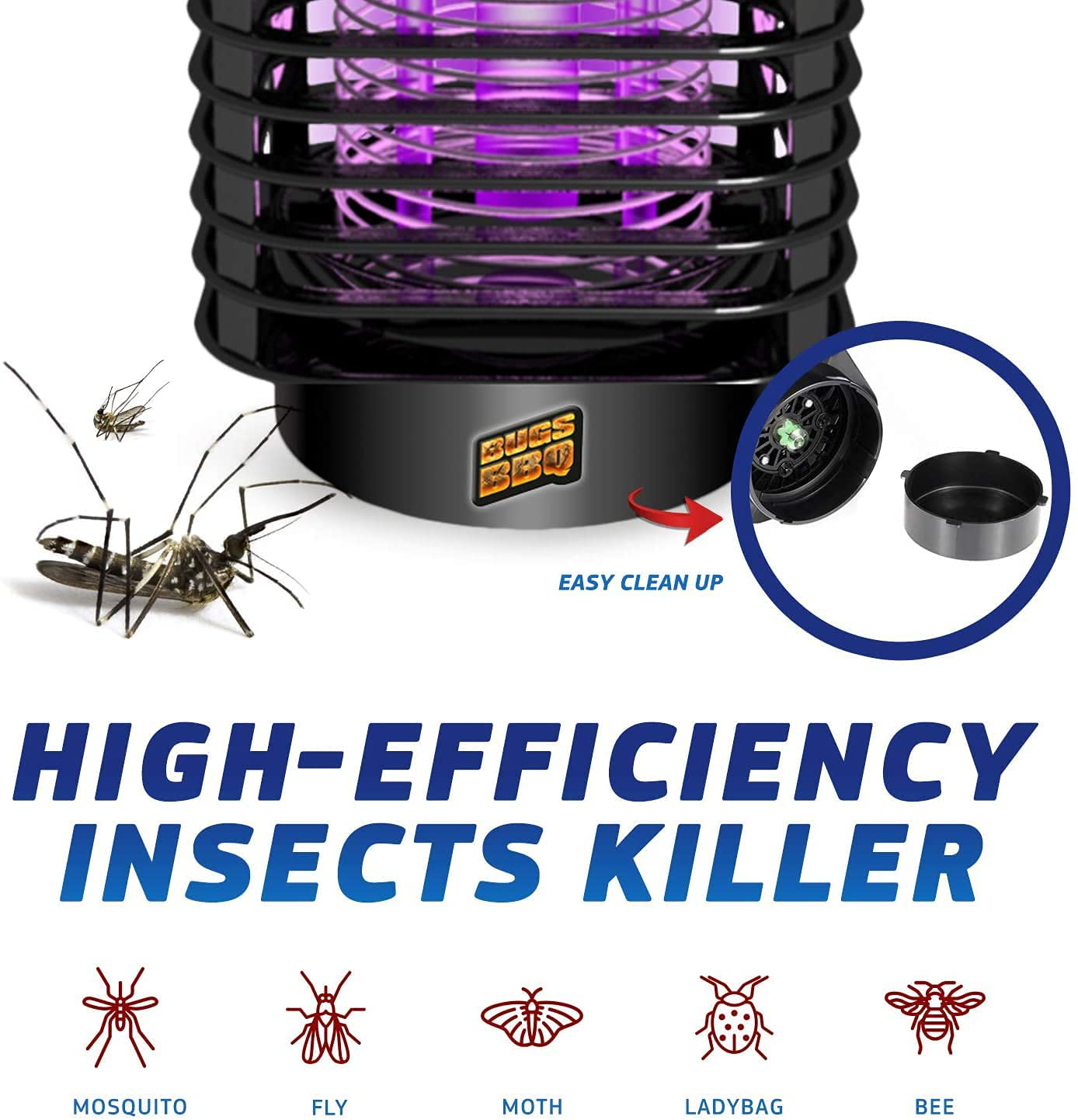 Bug Zapper Indoor and Outdoor - Insects Killer - Fly Trap Outdoor Patio - Insect Killer Zapper - Mosquito Trap - Insect Zapper - Mosquito Attractant Trap - Fly Zapper - Bug Zapper Table Top (Black)