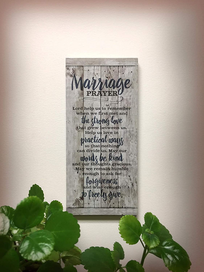 Marriage Prayer Wood Plaque Inspiring Quote 5.5x12 - Classy Vertical Frame Wall Hanging Decoration | Lord, Help us to Remember When we First met | Christian Family Religious Home Decor Saying