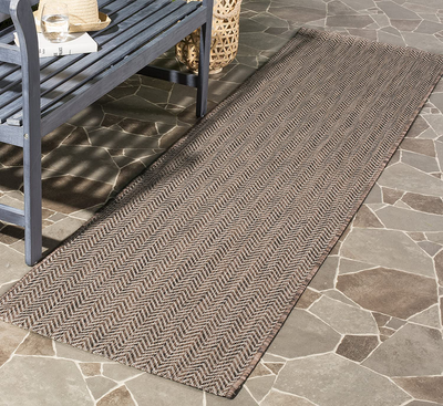 Safavieh Courtyard Collection CY8022 Indoor/ Outdoor Non-Shedding Stain Resistant Patio Backyard Runner, 2'3" x 6'7" , Brown / Beige