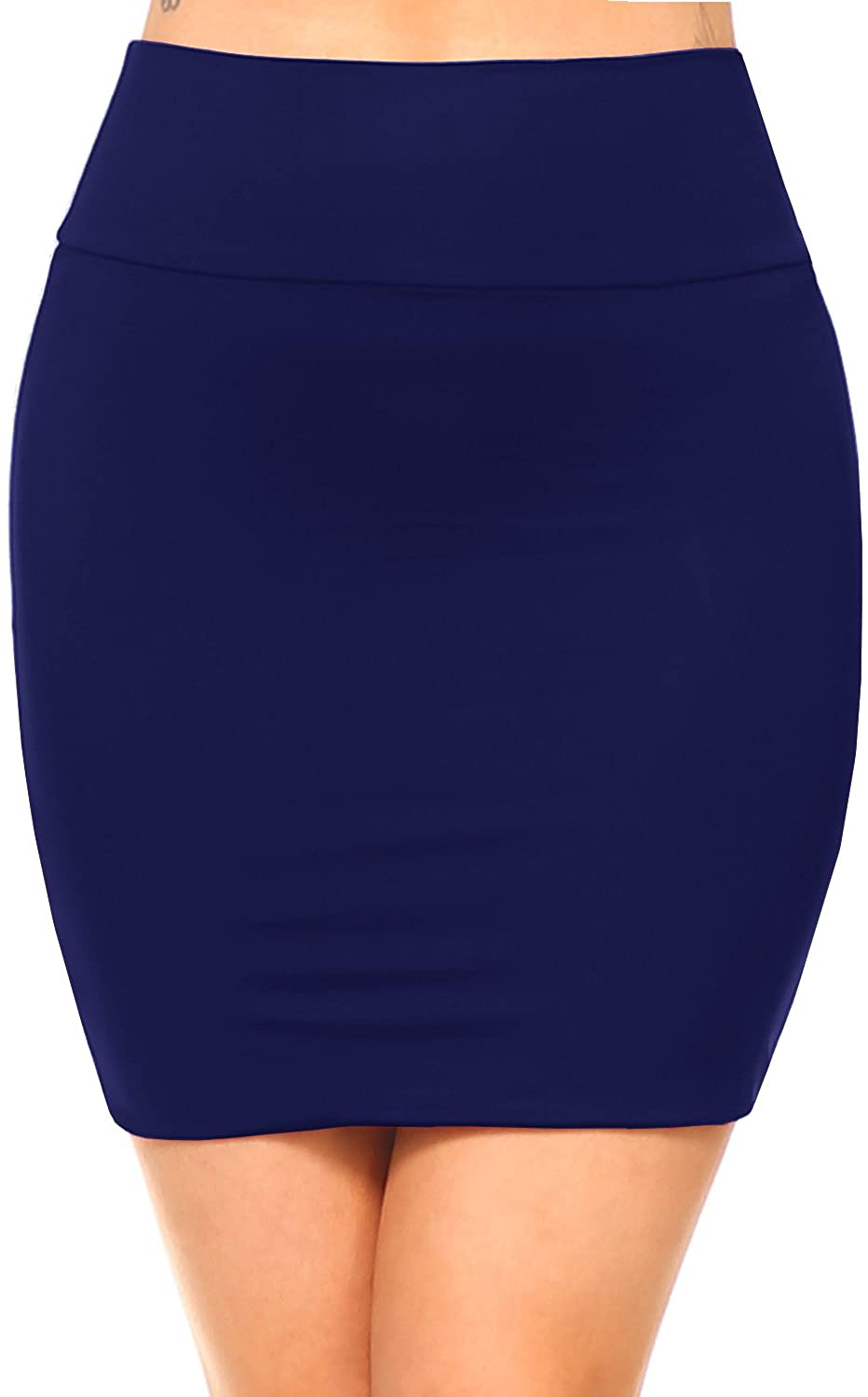 Fashionazzle Women's Casual Rayon Stretchy Bodycon Pencil Mini Skirt