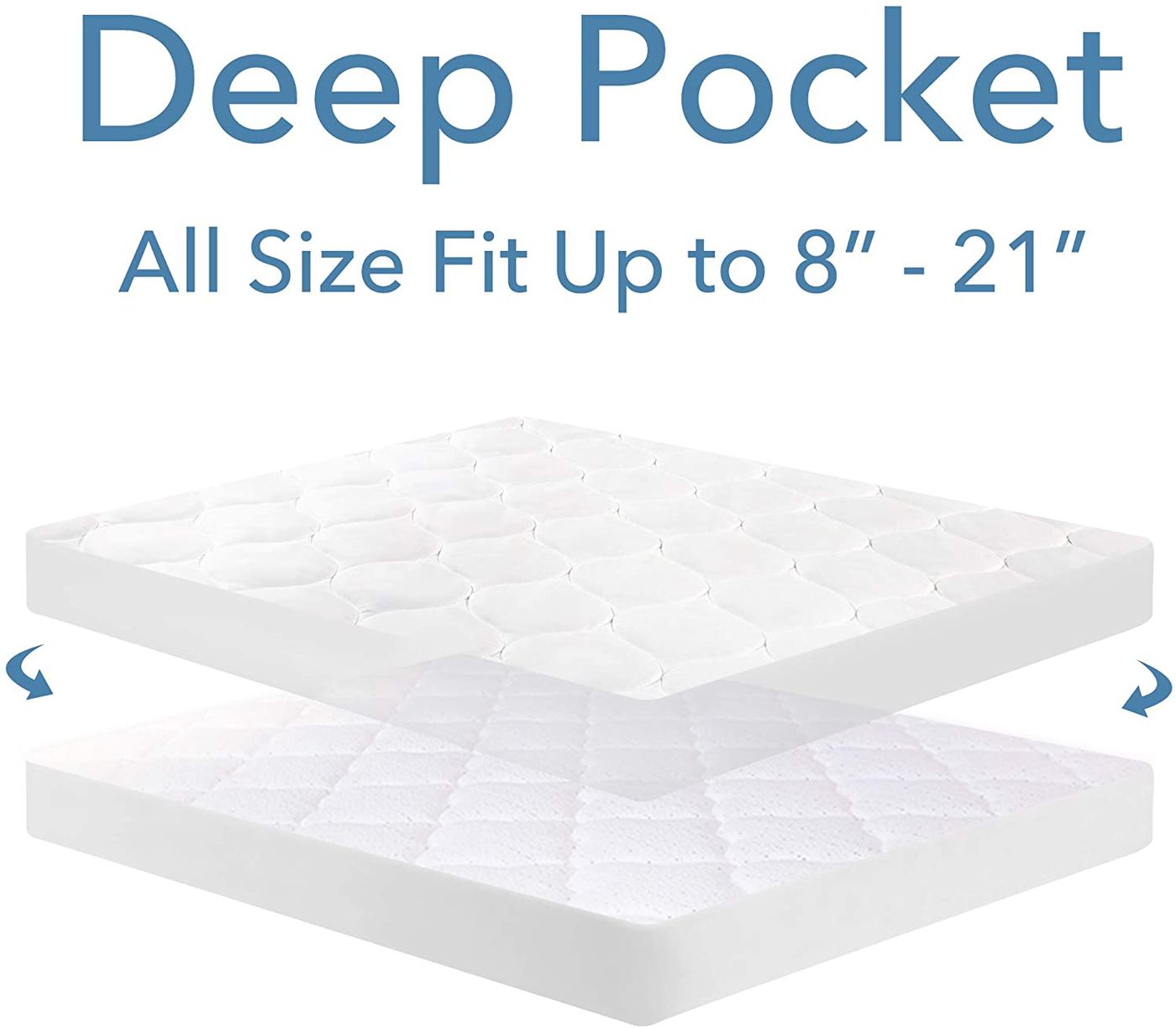 LANOITE Full Waterproof Mattress Protector Pad Cover with Deep Pocket Fitted 8" - 21" Breathable Alternative Filling (White, Full)