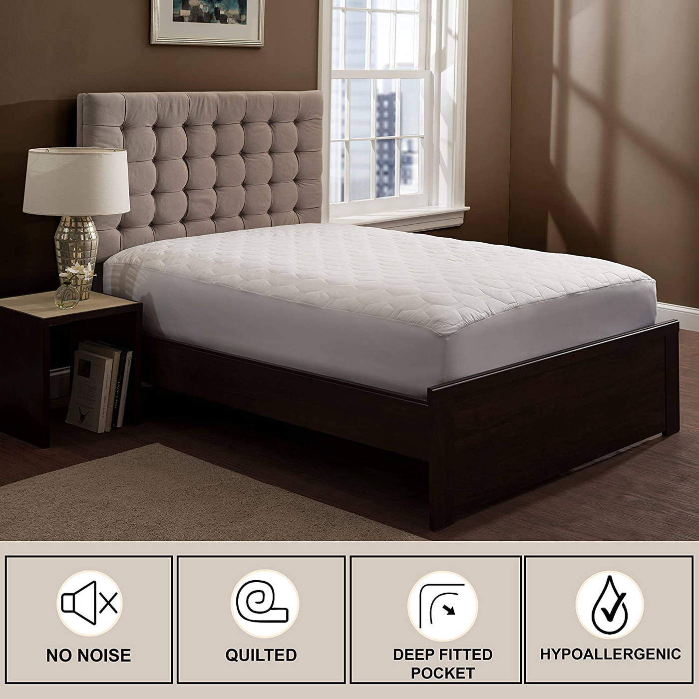 The Grand Mattress Pad Cover Fitted | Deep Pockets Bed Mattress Protection | Only Quality Fabrics Used & Breathable (King)