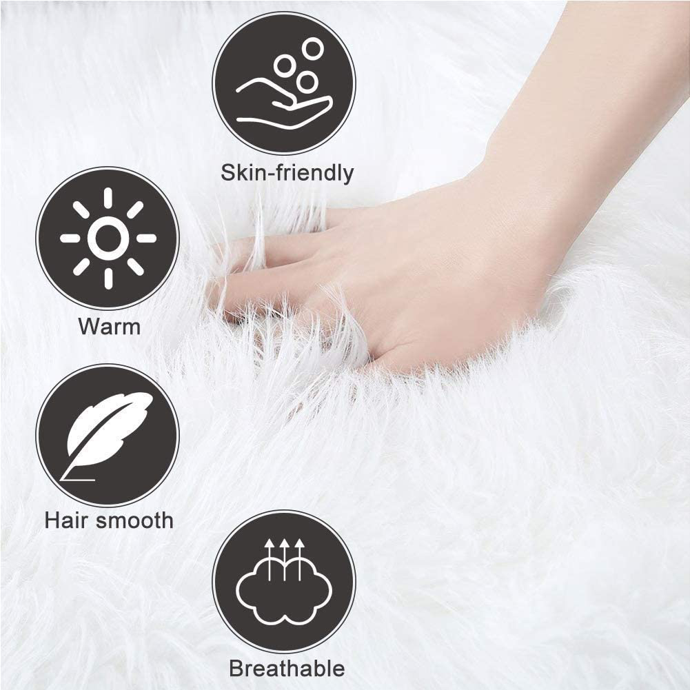 erduoduo 2 Pack （12inch-Diameter） Mini Sheepskin Cushion Faux Fur Cover Round Area Rugs for Office Bedroom Living Room,Fit for Photographing Background of Jewellery