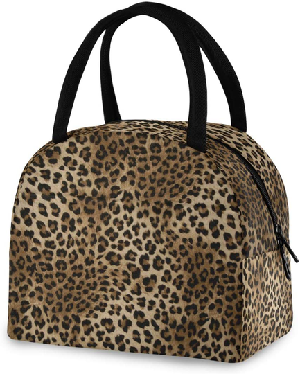 ZZKKO Leopard Animal Lunch Bag Box Tote Organizer Lunch Container Insulated Zipper Meal Prep Cooler Handbag For Women Men Home School Office Outdoor Use
