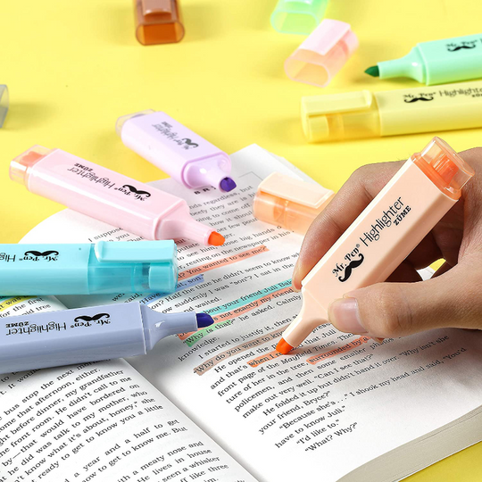 Mr. Pen- Pastel Highlighters, 8 Pack, Chisel Tip, Assorted Colors, Highlighters, No Smear Highlighter, Fast Dry, Bible Study Supplies, Pastel Marker, Pastel School Supplies, Pastel Highlighter Set