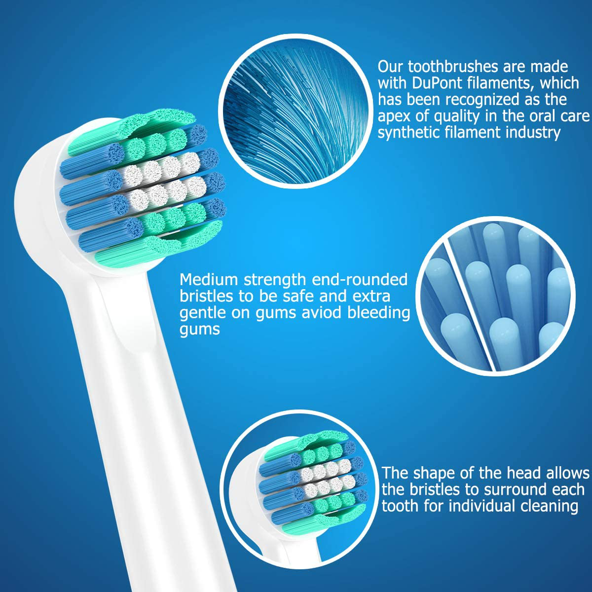 Replacement Toothbrush Heads for Oral B Braun Electric Toothbrush - 16 Pack Compatible with Oral B Cross Action/Pro1000/9000/ 500/3000/8000 Toothbrush