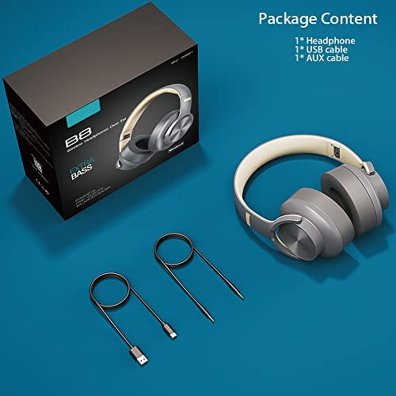 Over-Ear Wireless Bluetooth Headphone 5.0 Audio 40H Playtime Foldable with Touch Control and Mic