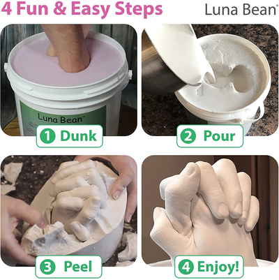 Luna Bean Keepsake Hands Casting Kit | DIY Plaster Statue Molding Kit | Hand Holding Craft for Couples, Adult & Child, Wedding, Friends, Anniversary