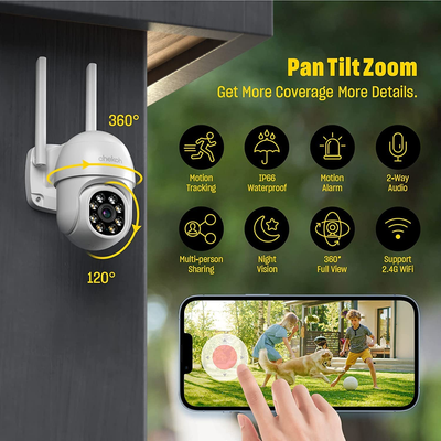 2K Security Camera 3MP Outdoor Color Night Vision Wireless WiFi Home Video Surveillance with 2-Way Audio, IP66 Weatherproof