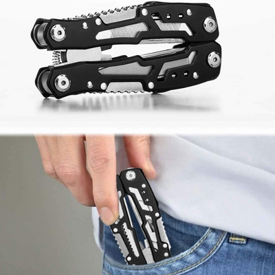 14-In-1 Stainless Steel Multitool With Safety Lock Design