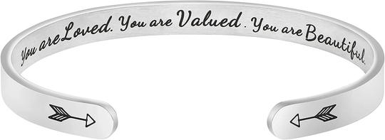 Joycuff Bracelets for Women Personalized Inspirational Jewelry Mantra Cuff Bangle Friend Encouragement Gift for Her