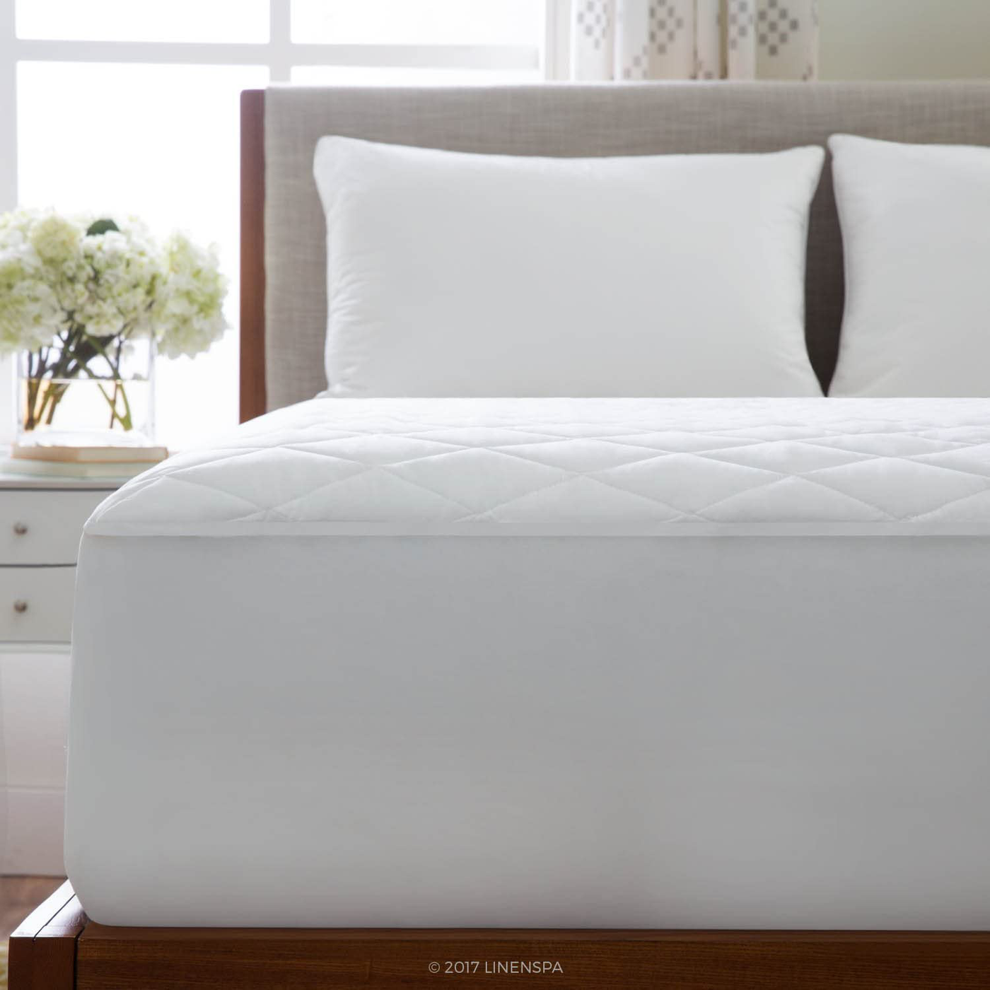 Linenspa Waterproof Quilted Mattress Pad - Hypoallergenic Fill - Deep Pocket Fitted Skirt - Twin XL