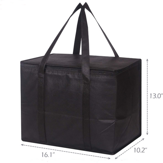 4 Pack Large Insulated Hot Or Cold Reusable Grocery Bags With Sturdy Zipper And Handles