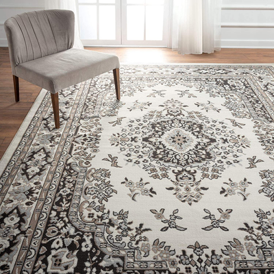 Home Dynamix Premium Sakarya Traditional Medallion Border Area Rug, Ivory/Taupe, 5'3"x7'5" Rectangle