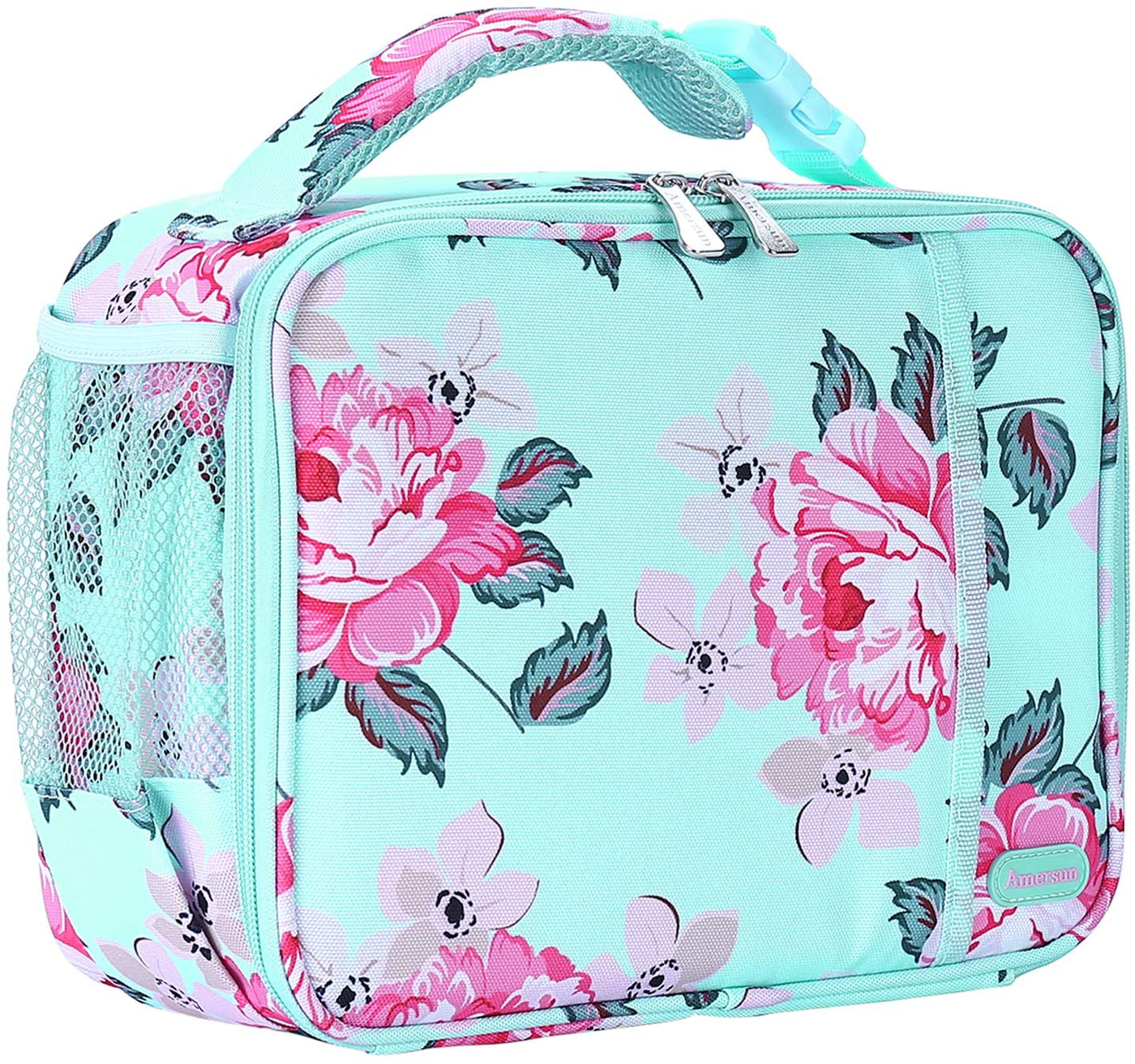 Kids Lunch Box with Supper Padded Inner Keep Food Cold Warm for Longer Time,Amersun Leak-proof Solid Insulated School Lunch Bag with Multi-Pocket for Teen Boys Girls,CPC Certified,Light Rose