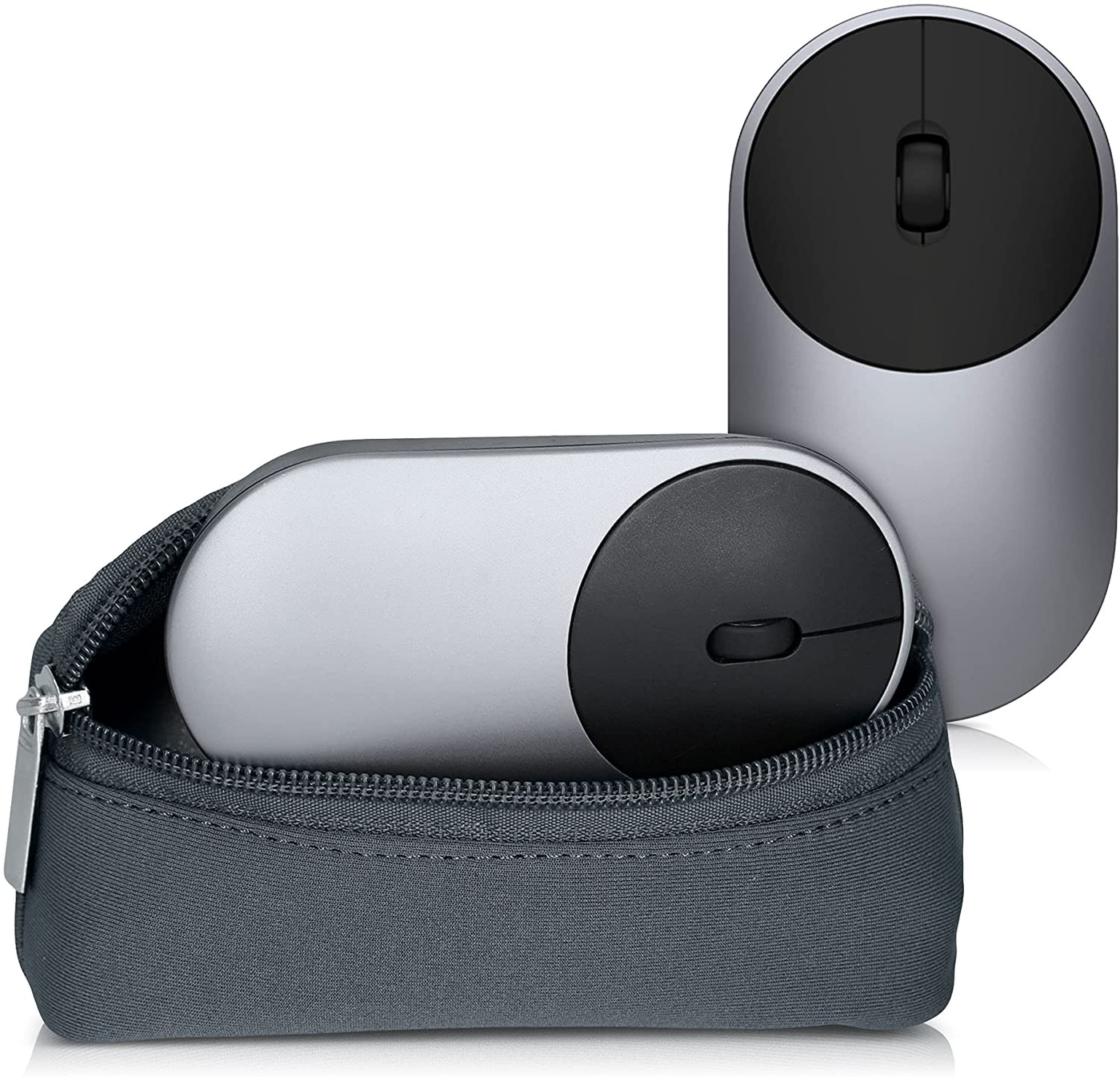 kwmobile Neoprene Pouch Compatible with Universal Wireless Mouse - Storage Carrying Case Dust Cover with Zipper - Grey