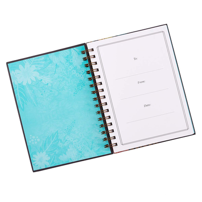 Christian Art Gifts Large Hardcover Notebook/Journal | With God All Things Are Possible – Mathew 19:26 Bible Verse | Floral Inspirational Wire Bound Spiral Notebook w/192 Lined Pages, 6” x 8.25”
