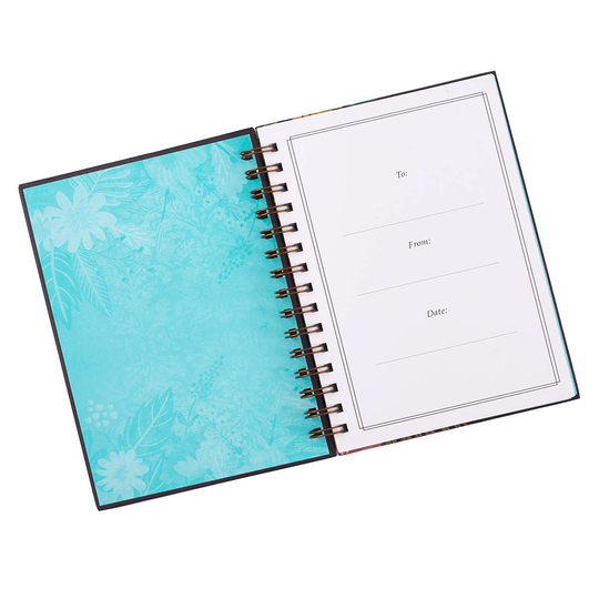 Christian Art Gifts Large Hardcover Notebook/Journal | With God All Things Are Possible – Mathew 19:26 Bible Verse | Floral Inspirational Wire Bound Spiral Notebook w/192 Lined Pages, 6” x 8.25”