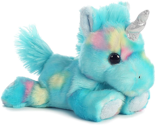 Aurora Bundle of 2 Stuffed Beanbag Animals - Blueberry Ripple Unicorn & Jelly Roll Unicorn, Blue/Pink, Multicolor