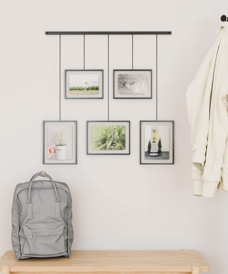 Umbra Exhibit Picture Frame Gallery Set Adjustable Collage Display for 5 Photos, Prints, Artwork & More (Holds Two 4 x 6 inch and Three 5 x 7 inch Images), 5 Opening, Black Legacy