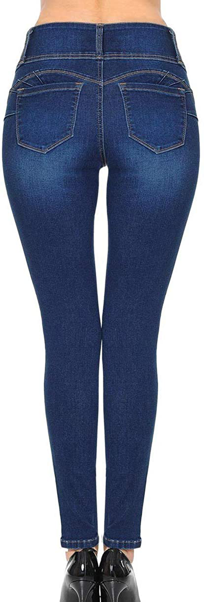 Wax Women's Juniors 'Butt I Love You' Push-Up High-Rise 3 Button Skinny Jeans