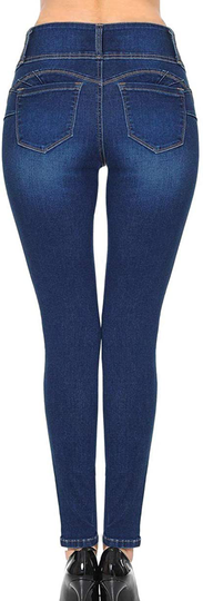 Wax Women's Juniors 'Butt I Love You' Push-Up High-Rise 3 Button Skinny Jeans