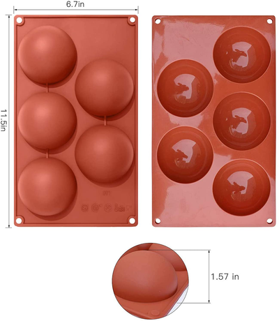 Flame Large Semi Sphere Silicone Mold for Making Hot Chocolate Bomb (5 Holes)